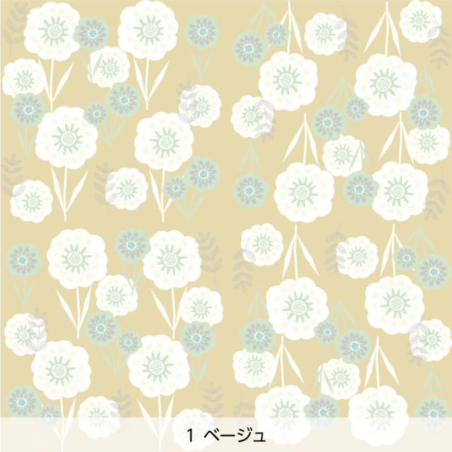 シール壁紙・Mayumi materiaaliのはなと葉(ベージュ)