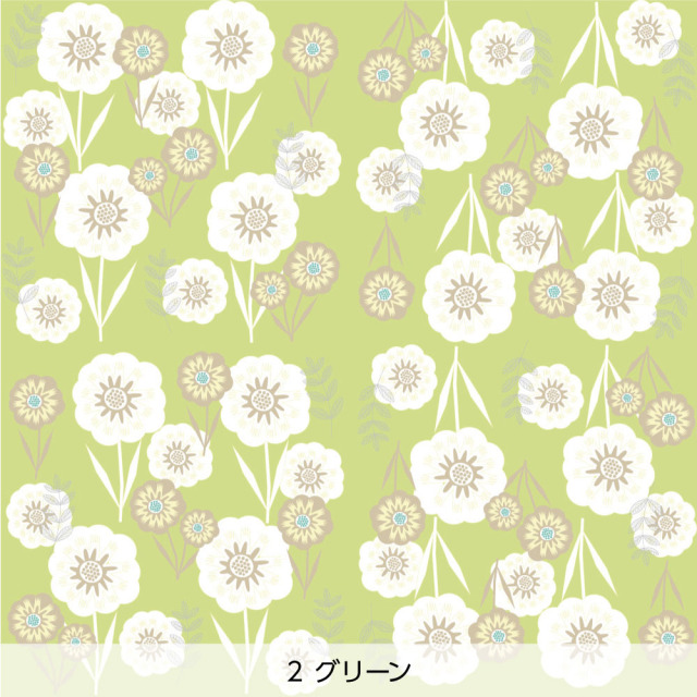 シール壁紙・Mayumi materiaaliのはなと葉(グリーン)