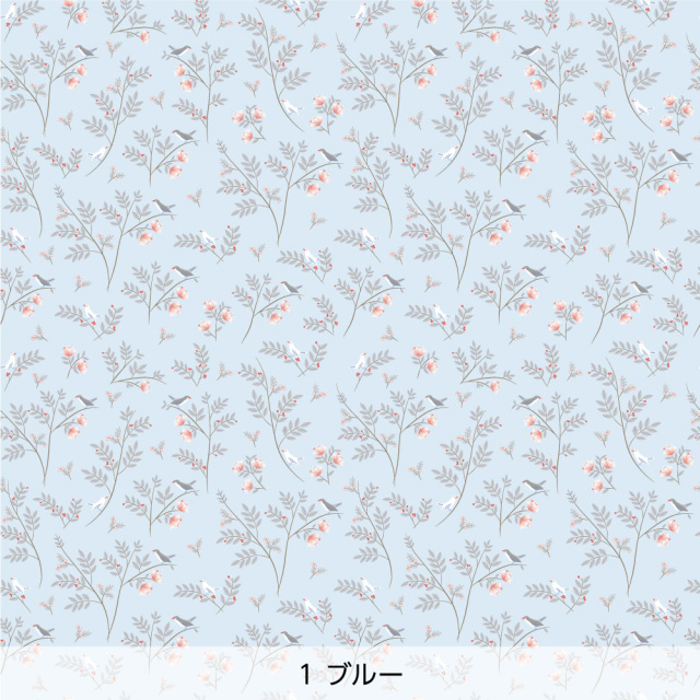 シール壁紙・Mayumi materiaaliの森の中の鳥(ブルー)