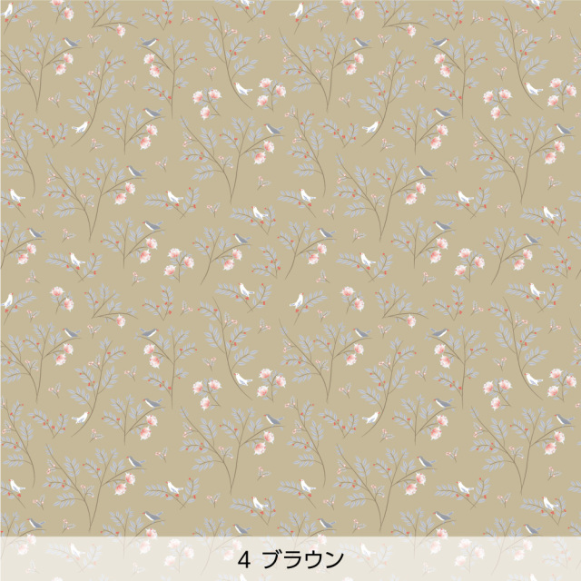 シール壁紙・Mayumi materiaaliの森の中の鳥(ブラウン)