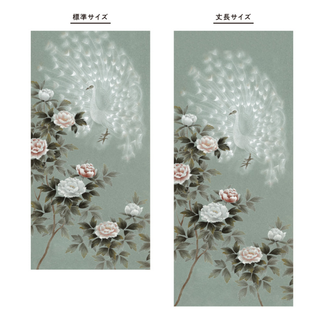 ふすま用リメイクシール・いろはなの白孔雀（デザイン2）