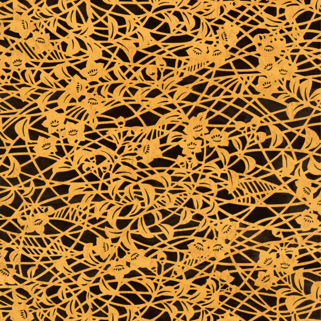 ふすま用リメイクシール・いろはなの黄金桔梗（デザイン1）
