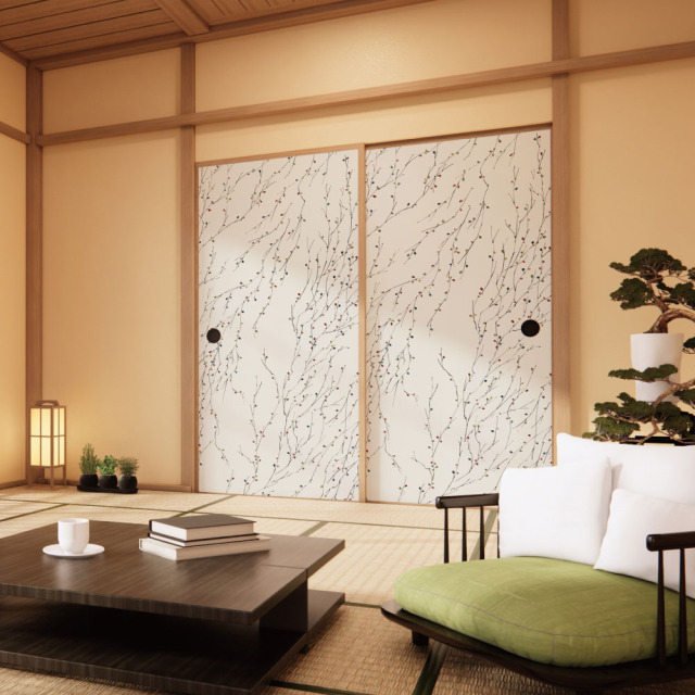 ふすま用リメイクシール・いろはなの花猫柳