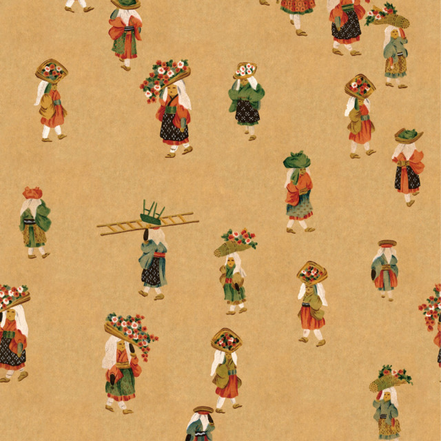 ふすま用リメイクシール・いろはなの大原女（デザイン1）