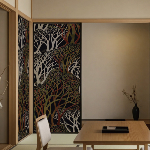 ふすま用リメイクシール・いろはなの闇夜