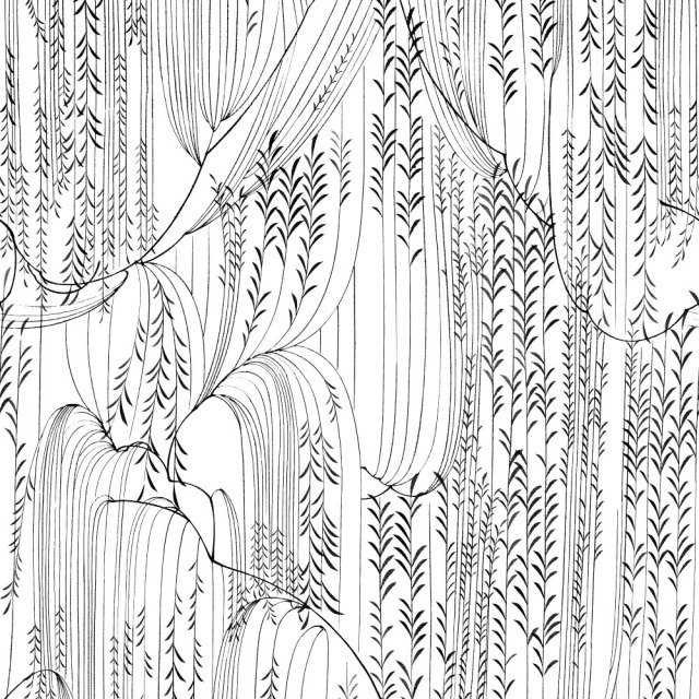 ふすま用リメイクシール・いろはなの枝垂柳（デザイン1）