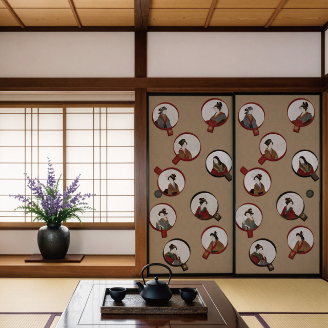 ふすま用リメイクシール・いろはなの美人手鏡