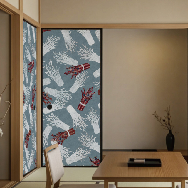 ふすま用リメイクシール・いろはなの冬支度