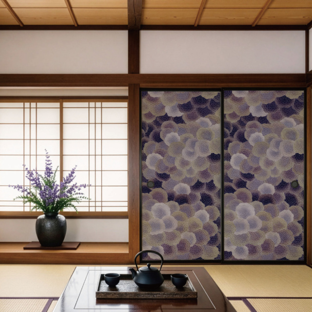 ふすま用リメイクシール・いろはなの紫流