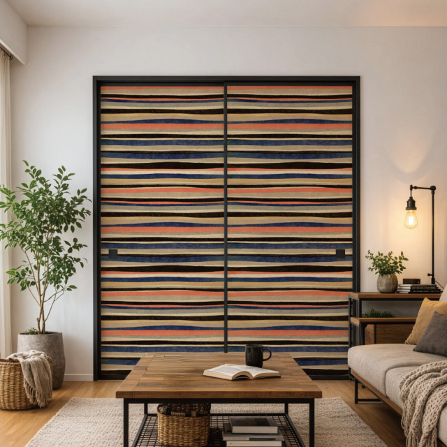 ふすま用リメイクシール・いろはなの縞