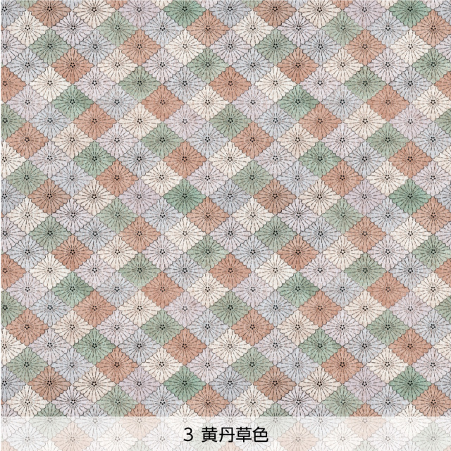 シール壁紙・いろはなの色菊菱(黄丹草色)