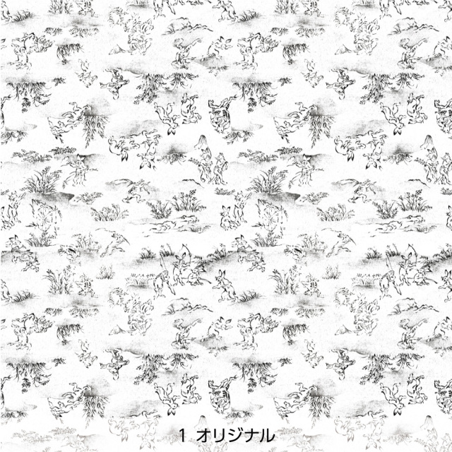 シール壁紙・いろはなの鳥獣戯画(オリジナル)