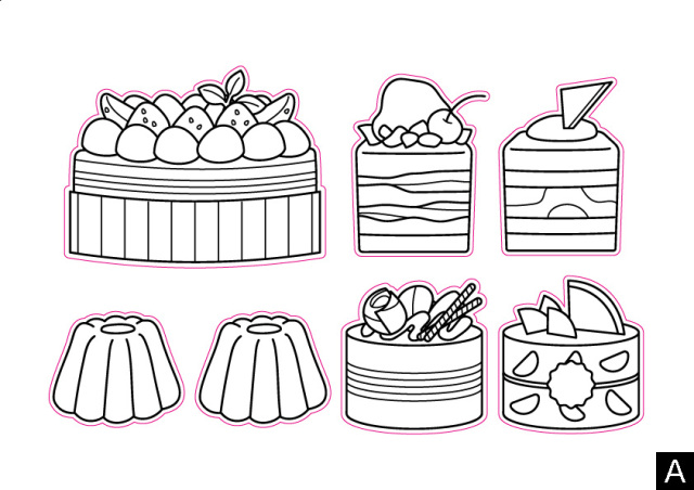 職業体験ウォールステーッカージョブろっか・パティシエセットぬりえパーツA