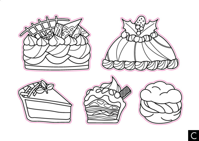 職業体験ウォールステーッカージョブろっか・パティシエセットぬりえパーツC