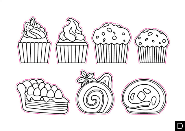 職業体験ウォールステーッカージョブろっか・パティシエセットぬりえパーツD