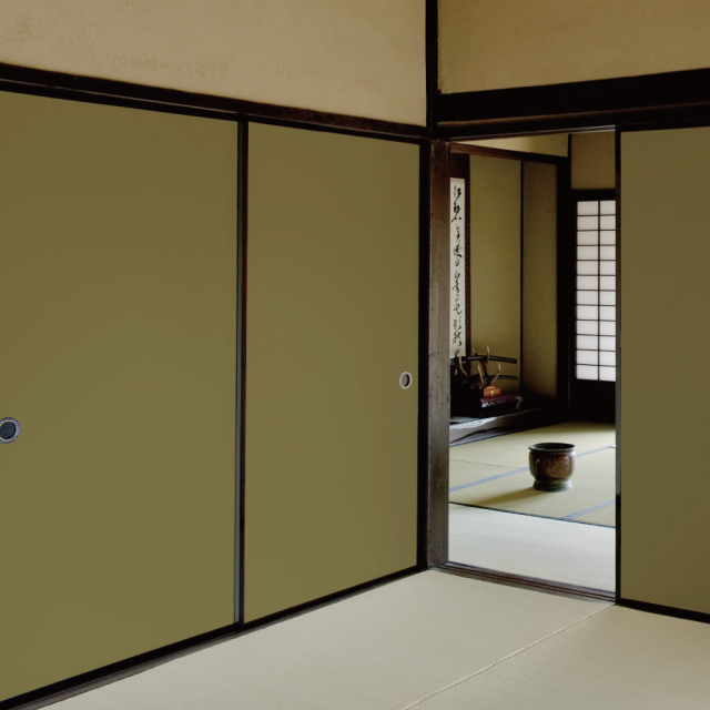 ふすま用リメイクシール・伝統色の黄海松茶