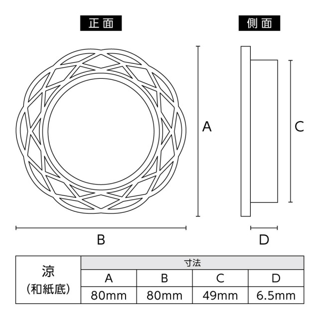 友都香和紙引手・涼（和紙底）サイズ表