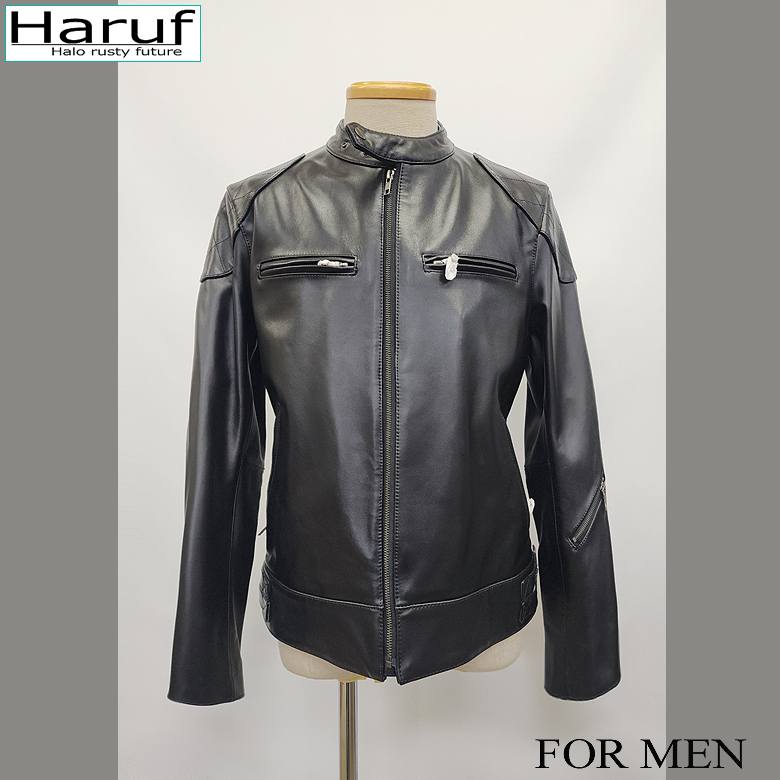 【超お得】【アウトレットセール】メンズ サンプルセール レザージャケット シングルライダース 本革 カウレザー ブラック 3Lサイズ NO2978