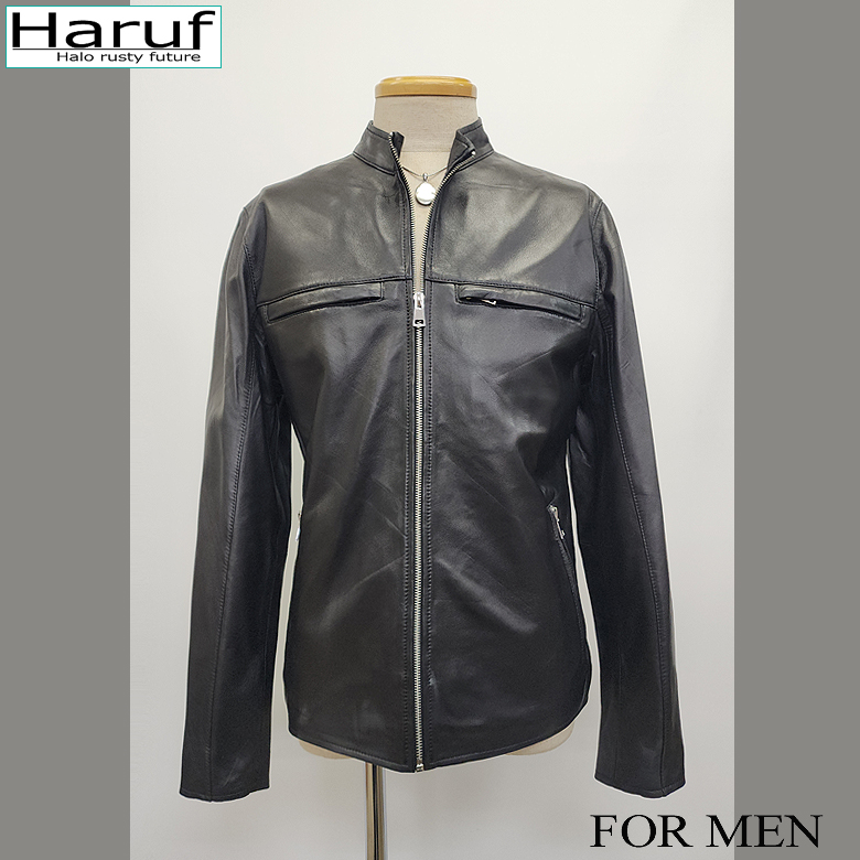 【超お得】【アウトレットセール】メンズ サンプルセール レザージャケット シングルライダース 本革 ラムレザー ブラック Lサイズ NO2979