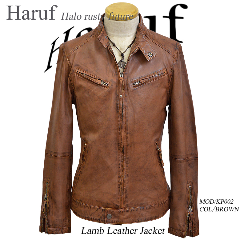 レザージャケット ライダースジャケット シングルライダース スタンド ライダース 本革  ラムレザー キャメル レザー メンズ Men's Riders kp002