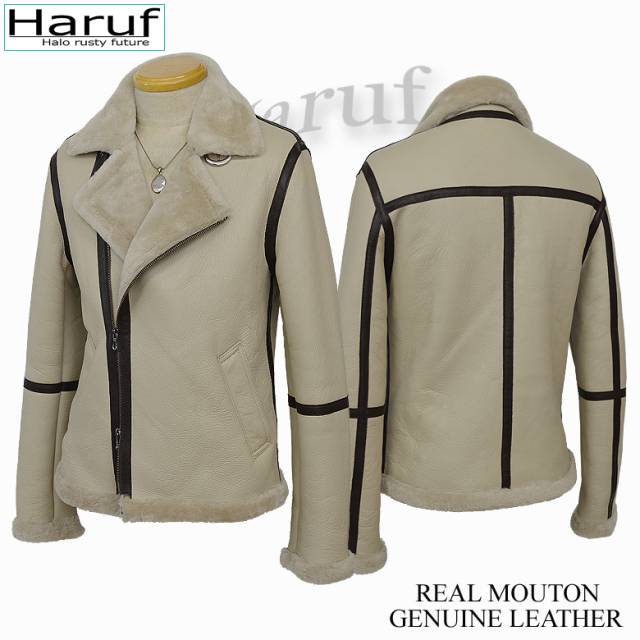 haru00712様 Haruf ハルフレザー ムートンジャケット ダブルライダース レザー