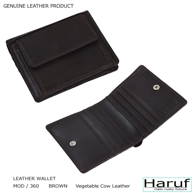 本革 二つ折り財布 レザーウォレット 360br