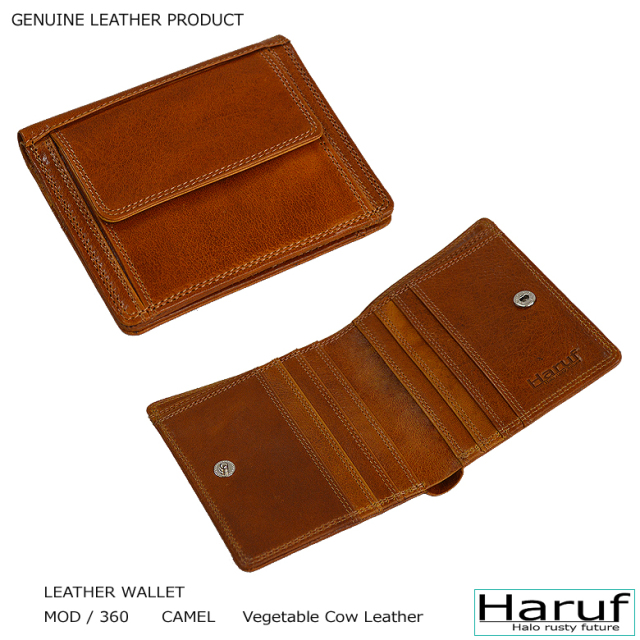 本革 二つ折り財布 レザーウォレット 360cam