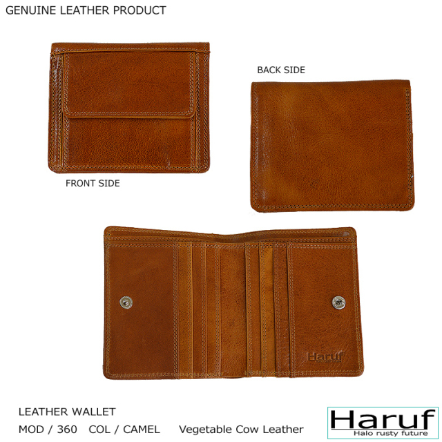 本革 二つ折り財布 レザーウォレット 360s1