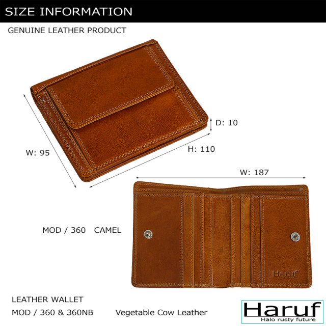 本革 二つ折り財布 レザーウォレット 360size