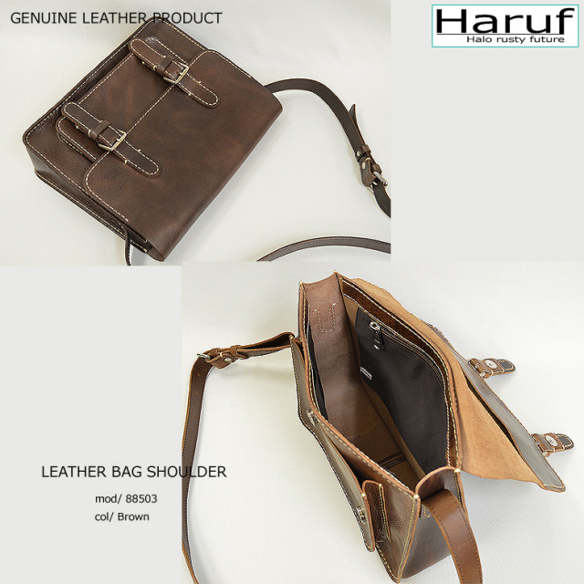 Haruf レザー ショルダーバッグ 斜めがけバッグ レザーバッグ メンズ