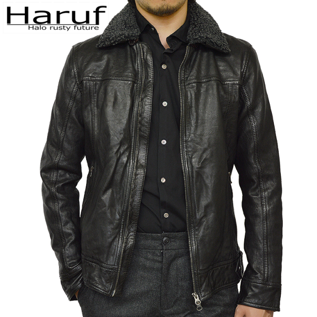 定価12.1万☆roar レザー切り替えカシミヤ混メルトン地