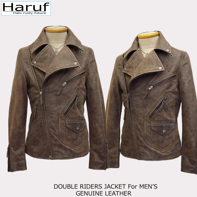 haruf ダブルライダースジャケット 革ジャン レザージャケット レザーライダースジャケット ダブル