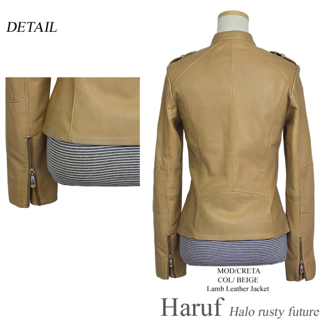 本革 シングルライダースジャケット レディース cretabe4