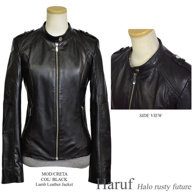 本革 シングルライダースジャケット レディース cretabk2