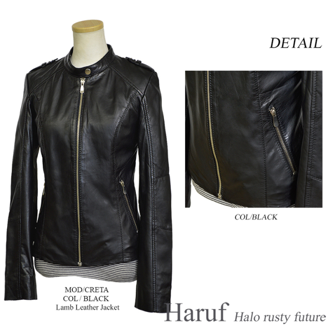 本革 シングルライダースジャケット レディース cretabk3