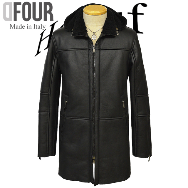 本革 ムートンコート メンズ ブラック df795bk