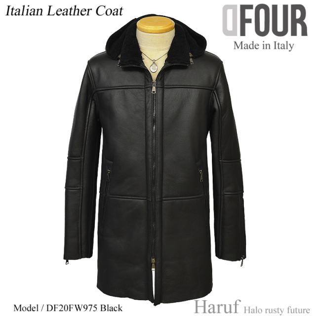 本革 ムートンコート メンズ ブラック df795bk1