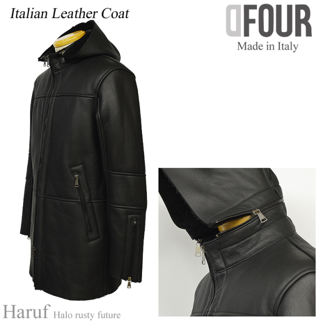 本革 ムートンコート メンズ ブラック df795bk10