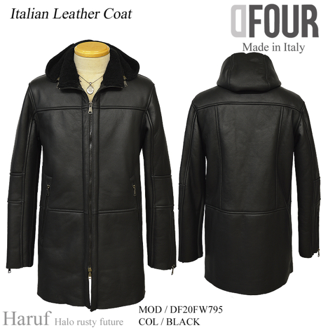 本革 ムートンコート メンズ ブラック df795bk8