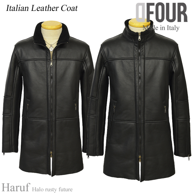 本革 ムートンコート メンズ ブラック df795bk9