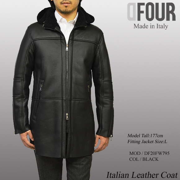 本革 ムートンコート メンズ ブラック df795bkmod2