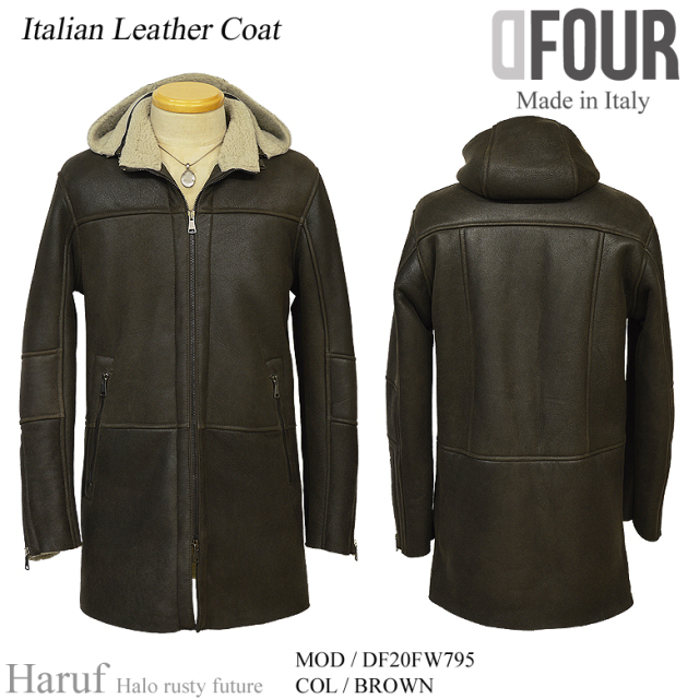 本革 ムートンコート メンズ ブラウン df795br8