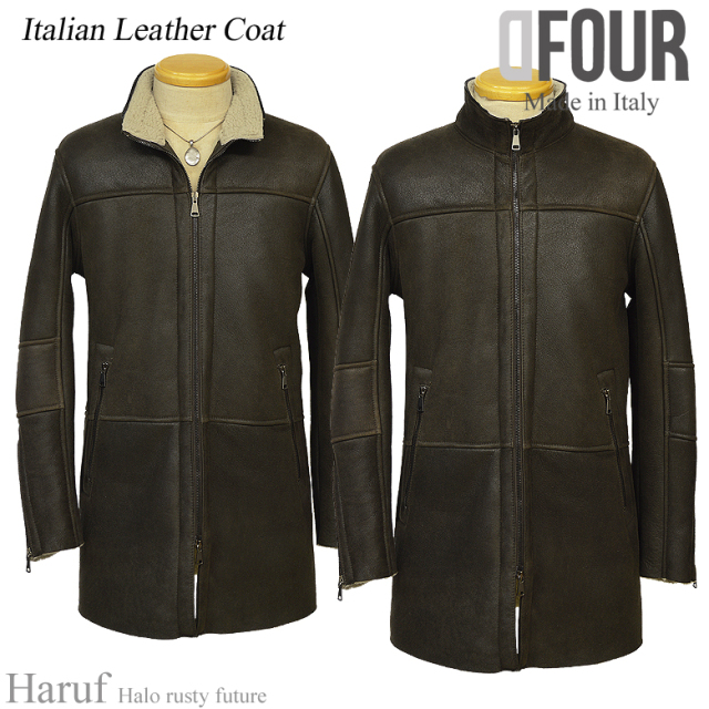 本革 ムートンコート メンズ ブラウン df795br9