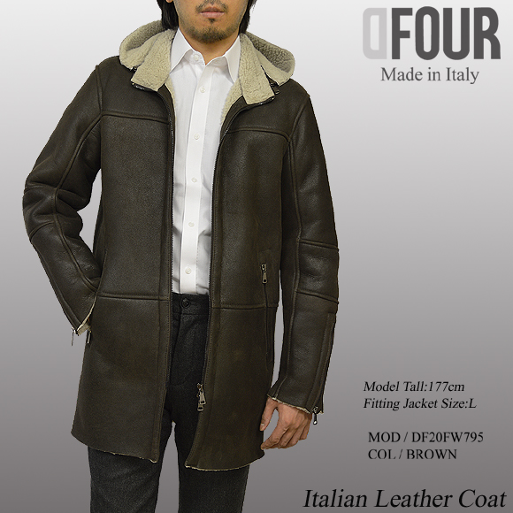 本革 ムートンコート メンズ ブラウン df795brmod1
