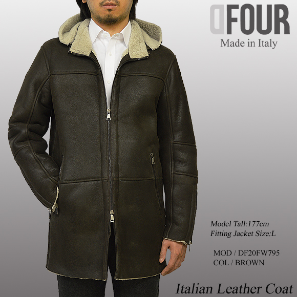 本革 ムートンコート メンズ ブラウン df795brmod2
