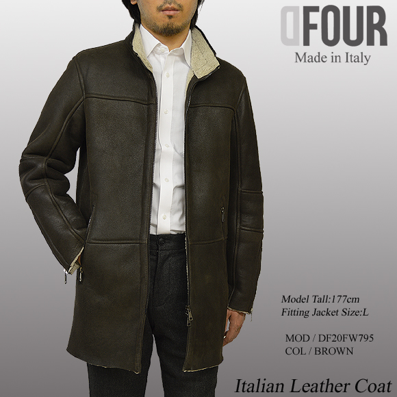 本革 ムートンコート メンズ ブラウン df795brmod3
