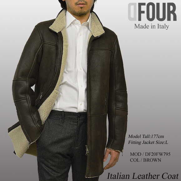 本革 ムートンコート メンズ ブラウン df795brmod6