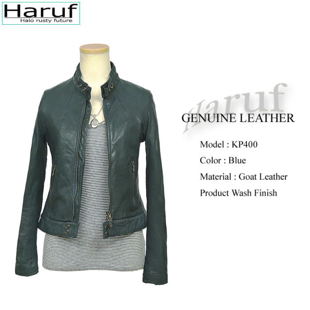 本革 レザージャケット シングルライダース レディース kp400blu1