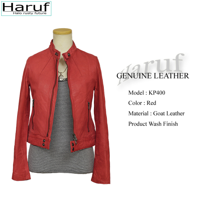 本革 レザージャケット シングルライダース レディース kp400red1