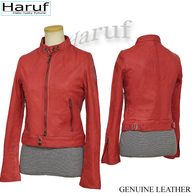 本革 レザージャケット シングルライダース レディース kp400red4